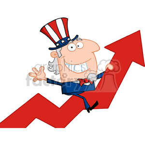 300x300 Royalty Free 102529 Cartoon Clipart Uncle Sam Riding Up On