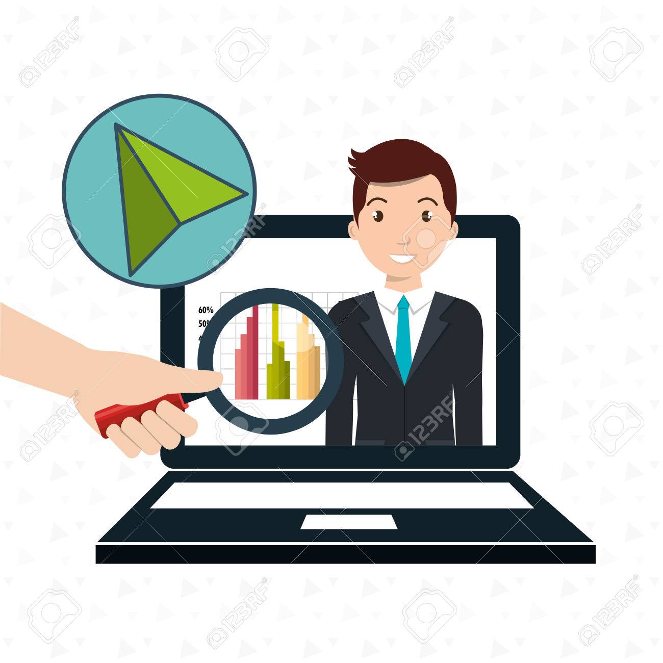 1300x1300 Man Statistics Computer Search Vector Illustration Eps 10 Royalty
