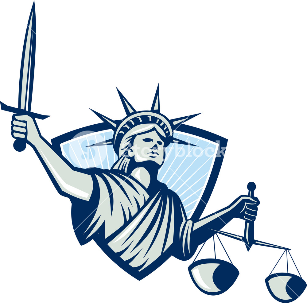 1000x987 Statue Of Liberty Holding Scales Justice Sword Royalty Free Stock