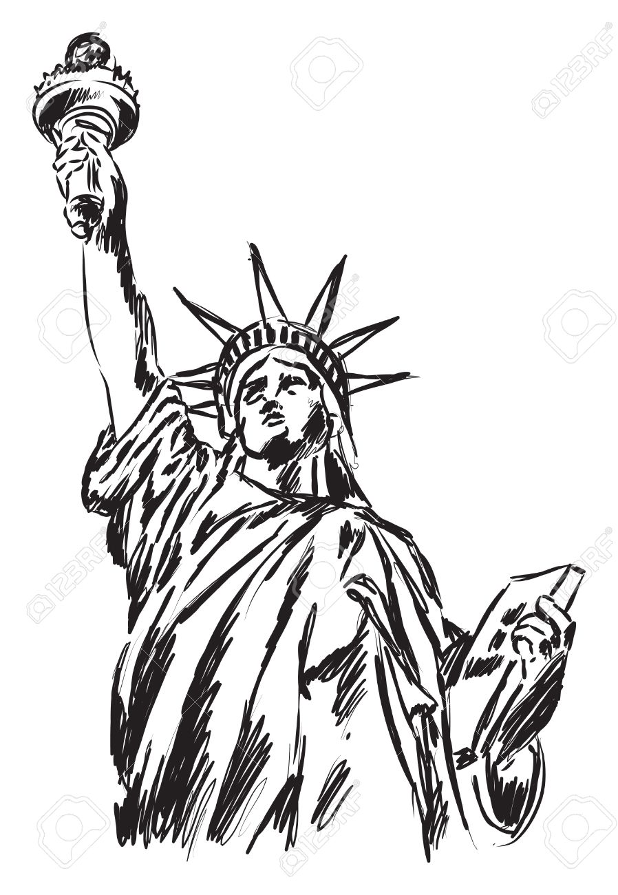 898x1300 Drawn Statue Of Liberty Abstract