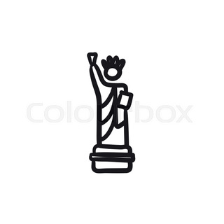 320x320 Statue Of Liberty Vector Sketch Icon Isolated On Background. Hand