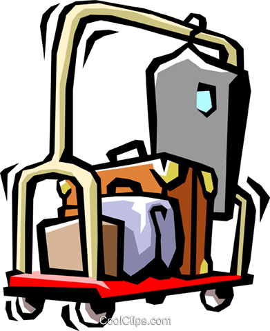 391x480 Hotel Luggage Cart Royalty Free Vector Clip Art Illustration