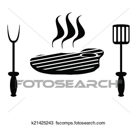 450x413 Clipart Of Meat Steak And Cutlery K21425243