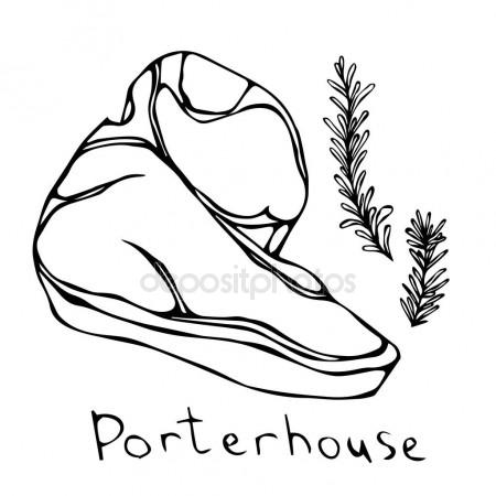 450x450 Porterhouse Steak Cut Vector Isolated On White Background. Outline