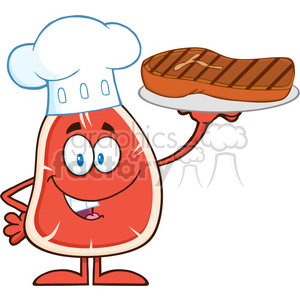 300x300 Royalty Free 8412 Royalty Free Rf Clipart Illustration Chef Steak