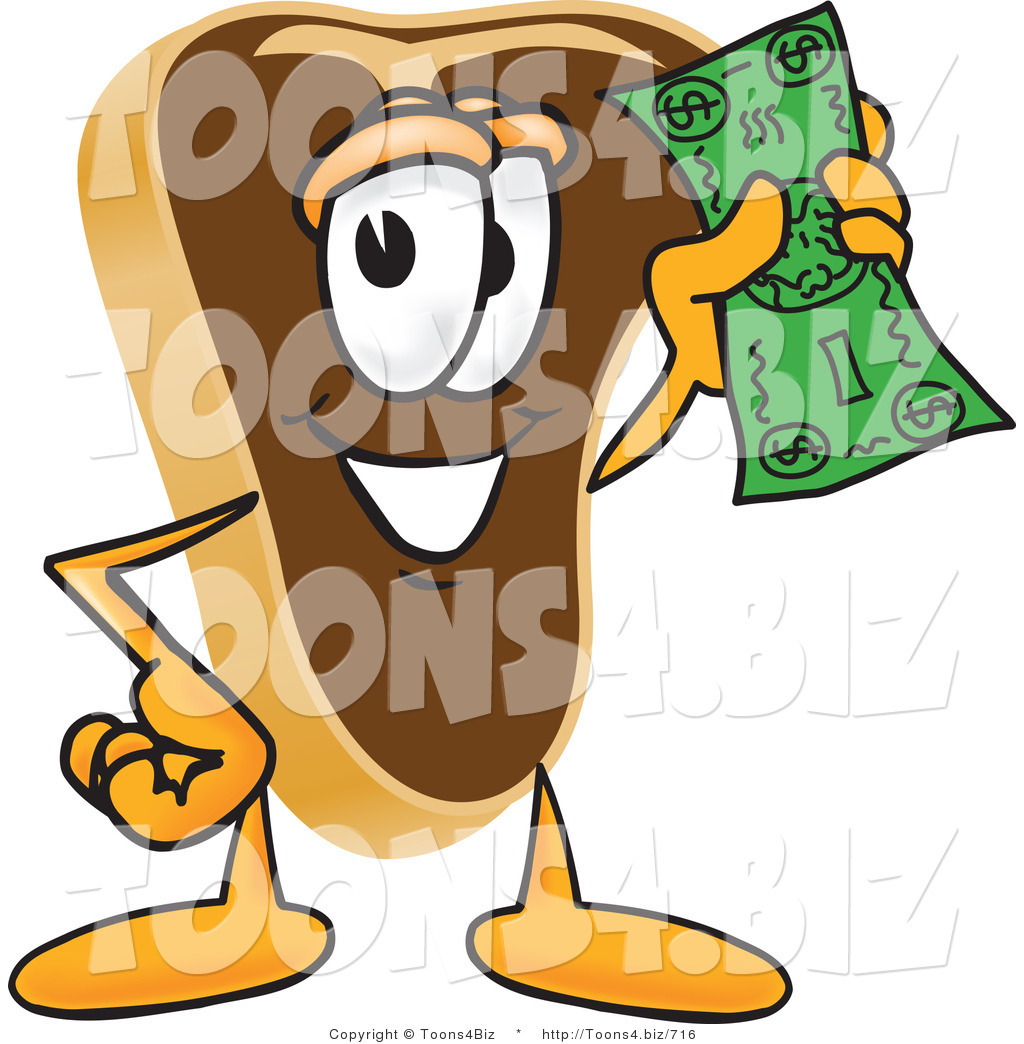 1024x1044 Vector Illustration Of A Cartoon Steak Mascot Waving A Green