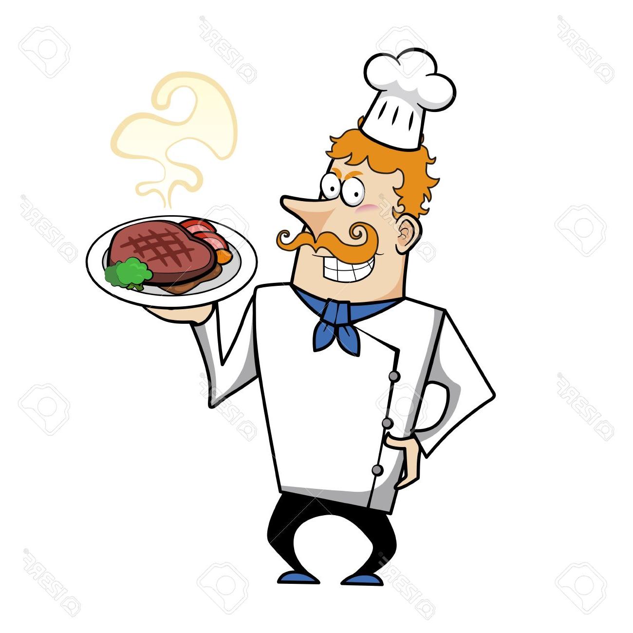 1300x1300 Best Cartoon Chef With Steak Dinner Vector Illustration Stock Cdr