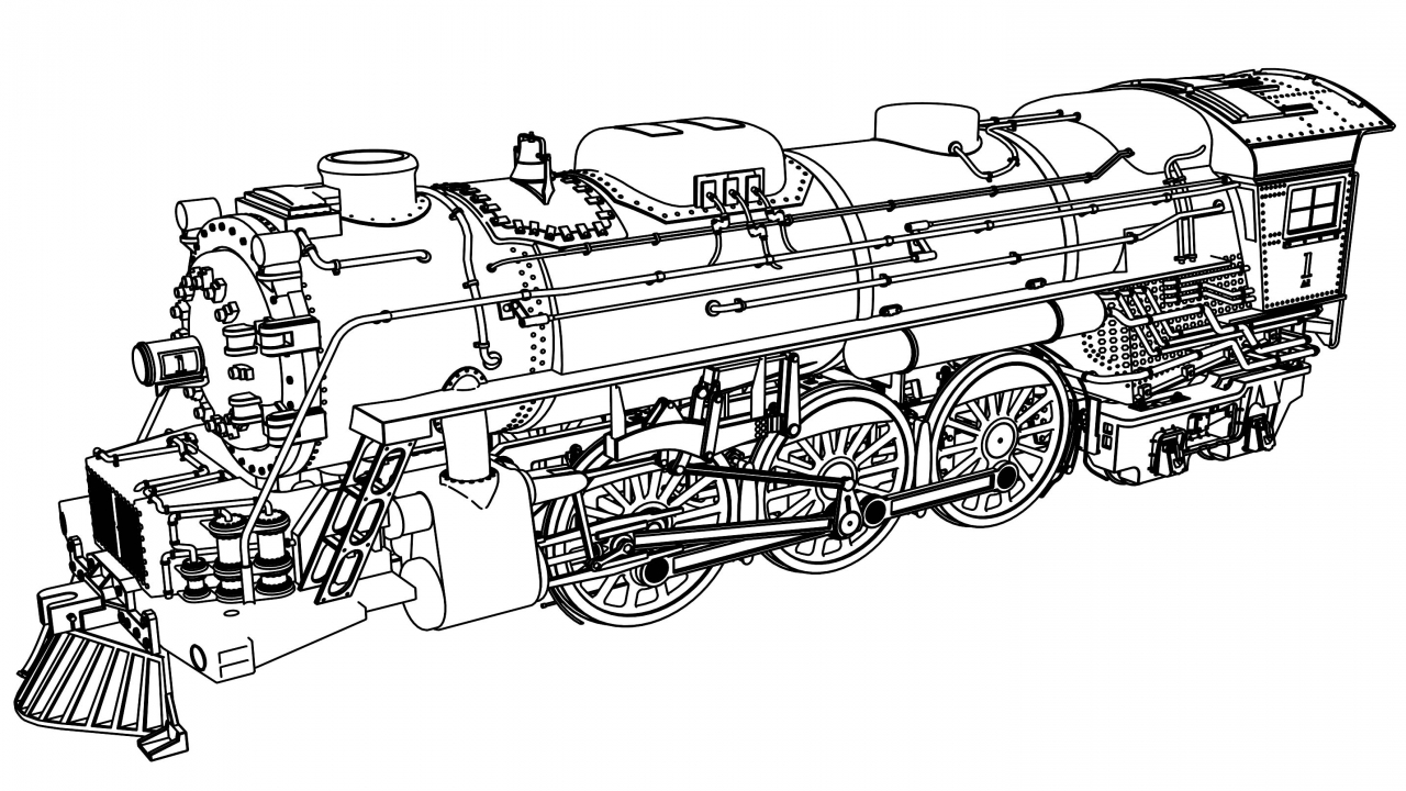 1280x720 Train Coloring Very Detail Illustration Page Wecoloringpage