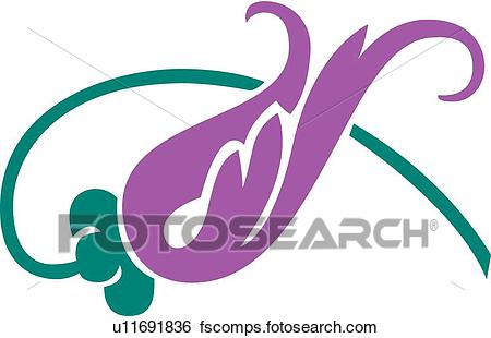 450x310 Clip Art Of Purple Flower With Green Stem U11691836