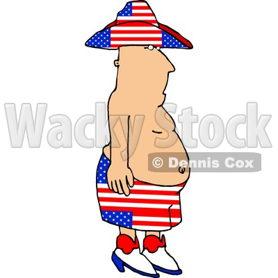 400x400 Cowboy Wearing American Colors On Independence Day Clipart Picture