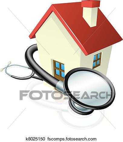 407x470 Clipart Of House And Stethoscope Concept K8025150