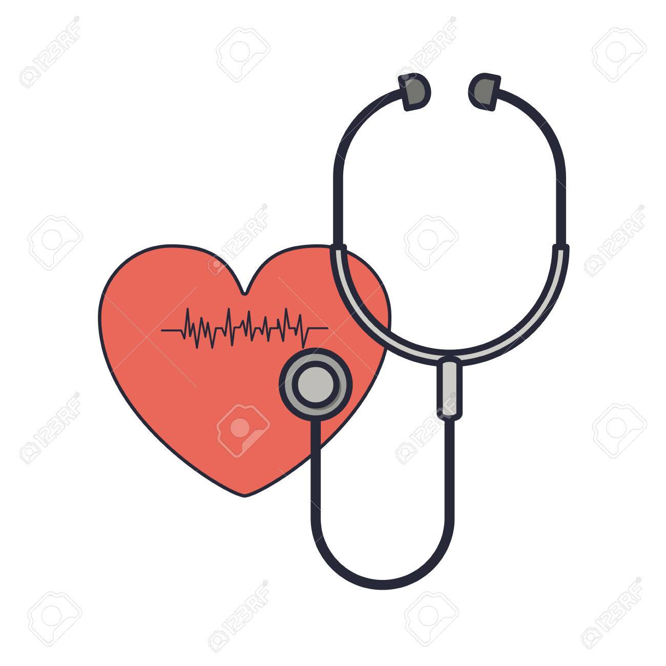 1300x1300 Stethoscope To Listen Red Heart Beat Vector Illustration Royalty