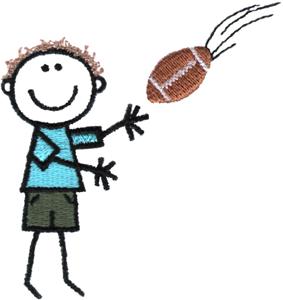 283x300 Stick Figure Boy Playing Football Embroidery Design By Paramount