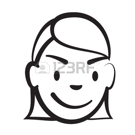 450x450 Stick Figure Girl Head, Vector Drawing On White Background Royalty