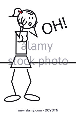 300x444 Stick Figure Of A Girl With A Surprise Expression Stock Vector Art
