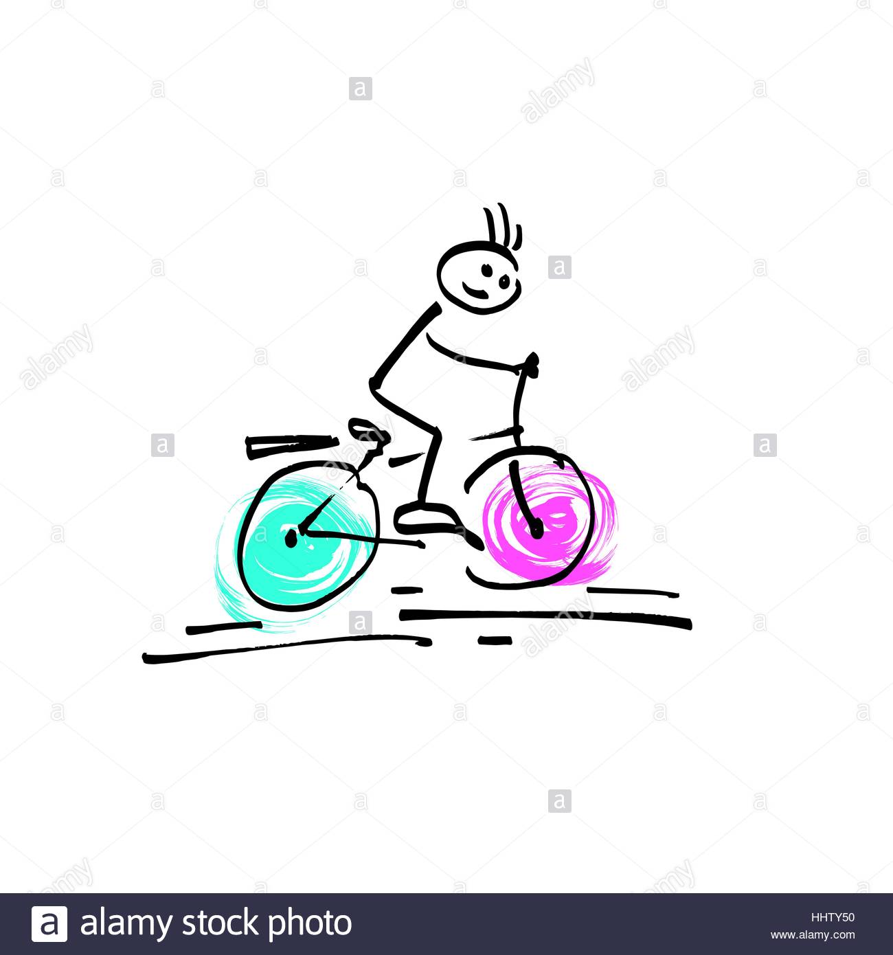 1300x1390 Sketch Doodle Human Stick Figure A Man Riding A Bicycle Stock