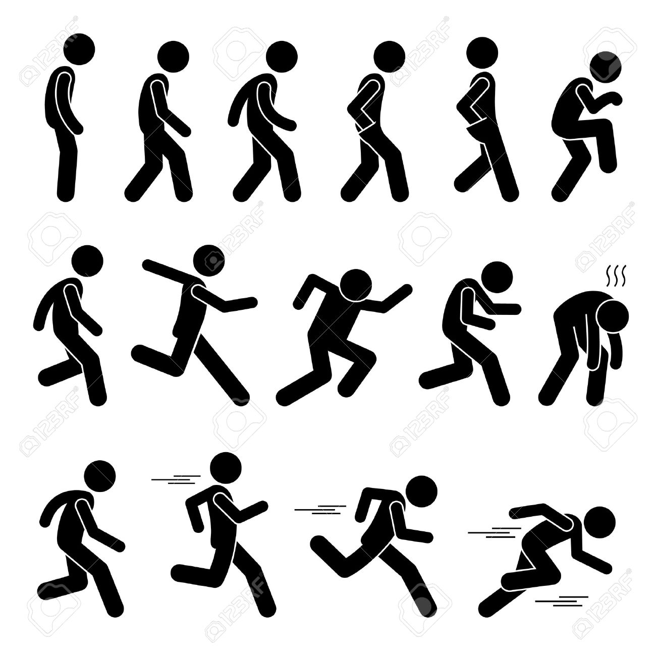 1300x1300 Various Human Man People Walking Running Runner Poses Postures