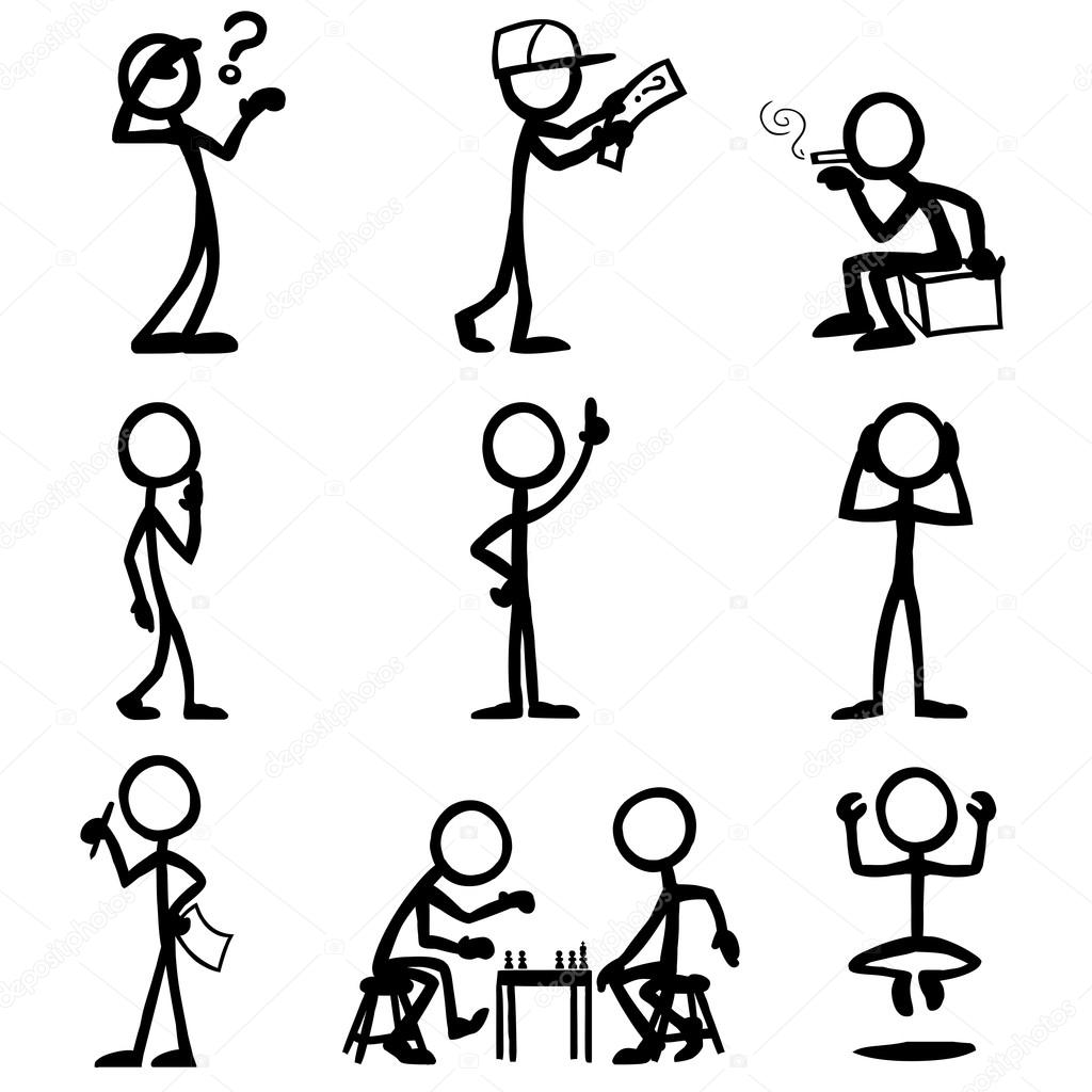 1024x1024 Set Of Stick Figures, Thinking People Stock Vector Tobybridson