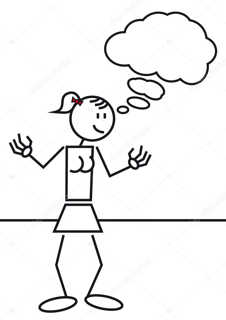 724x1024 Stick Figure Female Thinking Stock Vector Alfonsodetomas