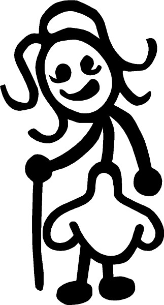 323x600 Old Woman With Can Stick Figure Decal Sticker 02