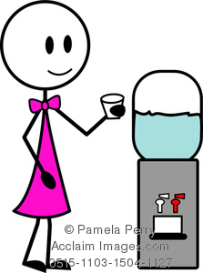223x300 Art Image Of A Stick Figure Woman Getting A Drink From A Water Cooler