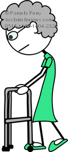 135x300 Art Image Of A Stick Figure Of An Old Woman Using A Walker