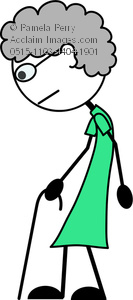133x300 Art Image Of A Stick Figure Of An Old Woman Walking With A Cane
