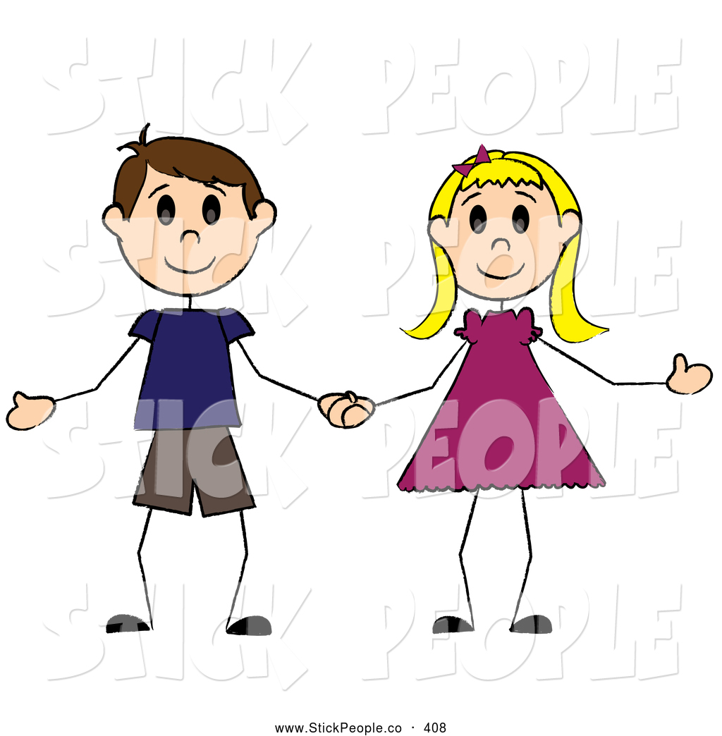 1024x1044 Vector Graphic Of A Cute Stick Boy And Girl Holding Hands By Pams