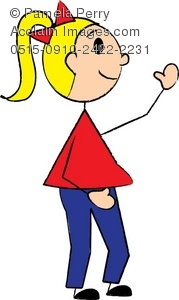 179x300 Cute Stick Figure Child, Girl Waving Clip Art Picture