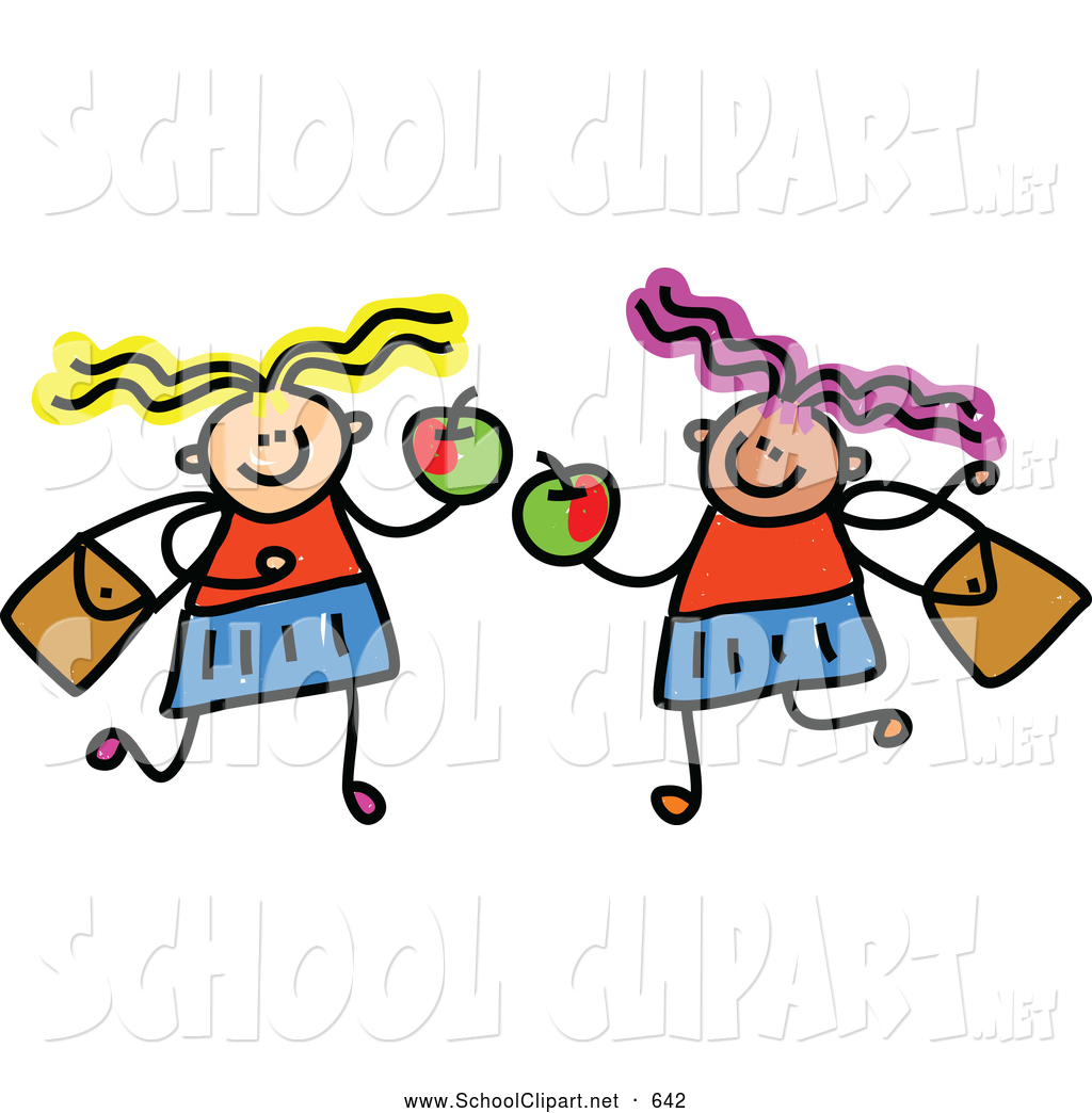 1024x1044 Clip Art Of A Happy Stick Girls Holding Apples By Prawny