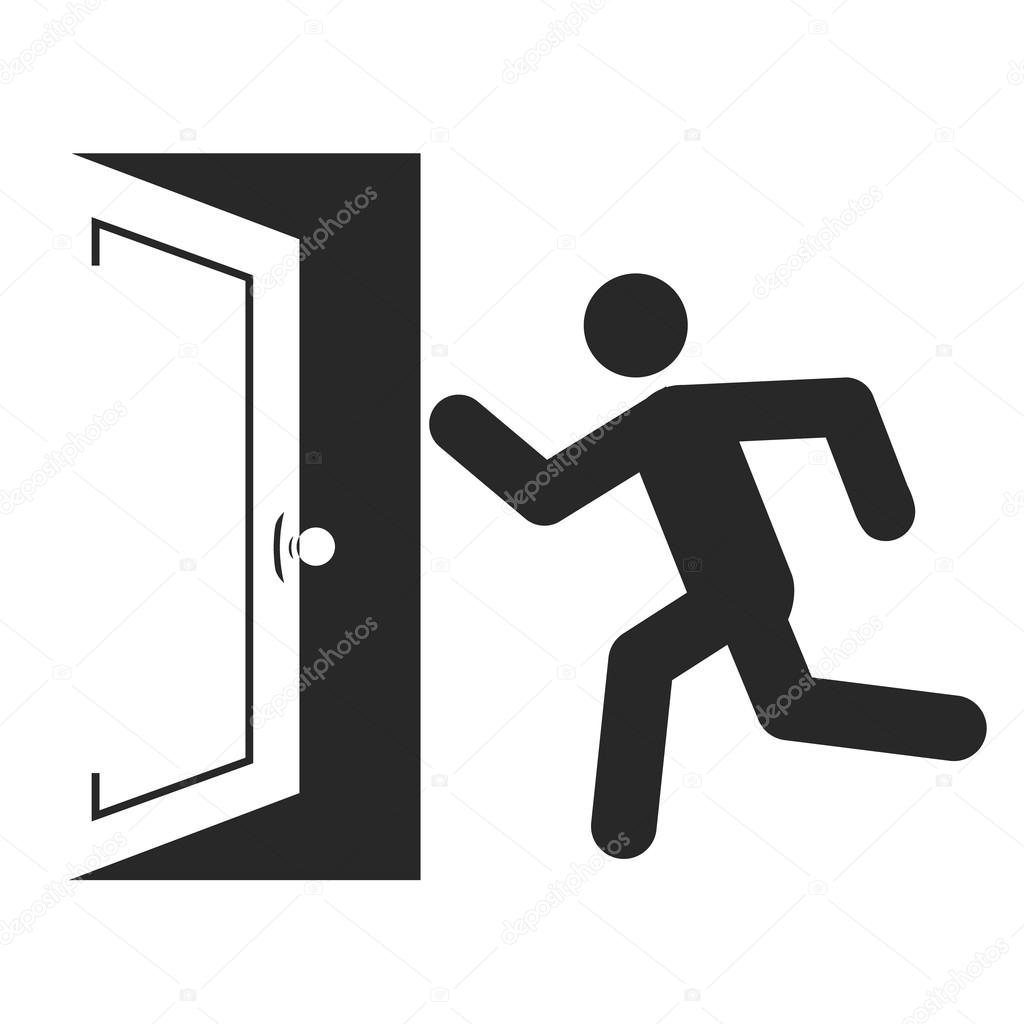 1024x1024 Stick Man Figure Enters Door Stock Vector Royalty
