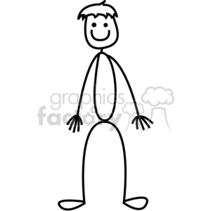 300x300 Royalty Free Black And White Stick Man With Floppy Hair 373060