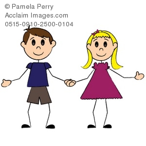 300x300 Art Illustration Of A Stick Boy And Girl Holding Hands