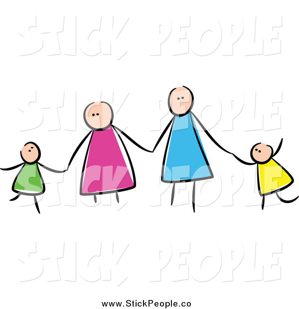 600x620 Vector Graphic Of A Caucasian Stick Family Holding Hands By Prawny