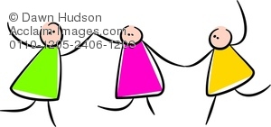 300x141 Clipart Illustration Of A Group Of Stick Figure People Holding Hands
