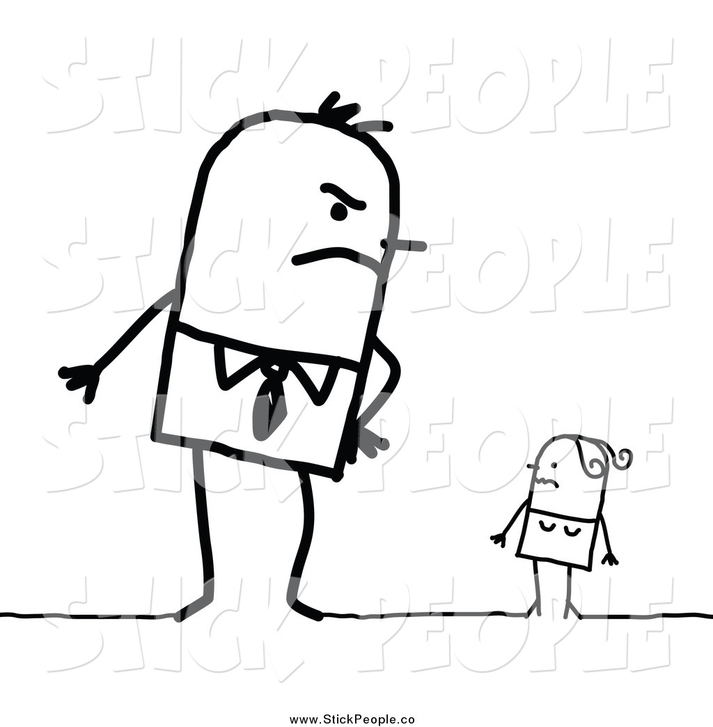 1024x1044 Vector Graphic Of A Angry Stick Man Looming Over His Tiny Wife By