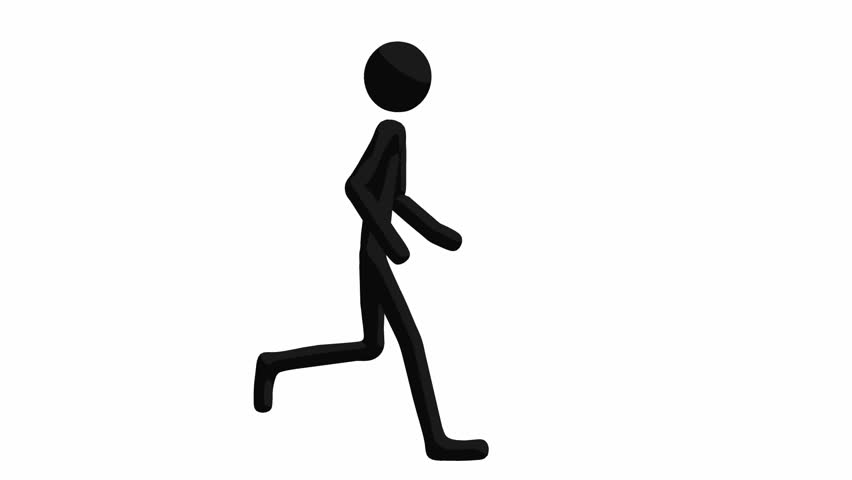 852x480 Stick Man Running On A Black Background Stock Footage Video 947284