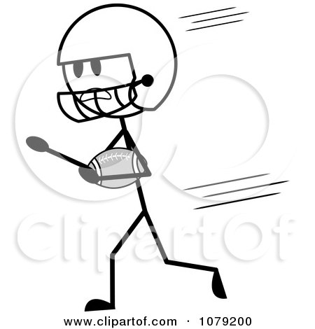 450x470 Clipart Stick Man American Football Player Running
