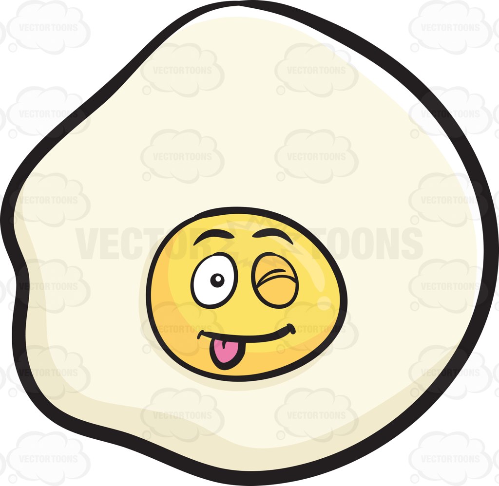 1024x998 Sunny Side Up Egg Winking And Sticking Out Tongue Emoji Cartoon