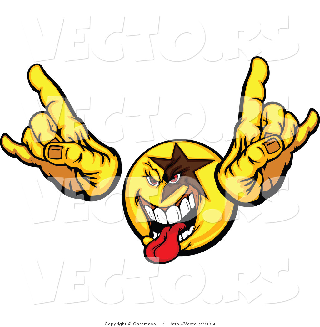 1024x1044 Cartoon Vector Of A Rocker Smiley Hand Gesturing Sign Of The Horns