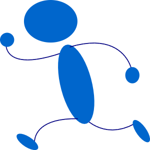 300x300 Running Blue Stick Man Clip Art