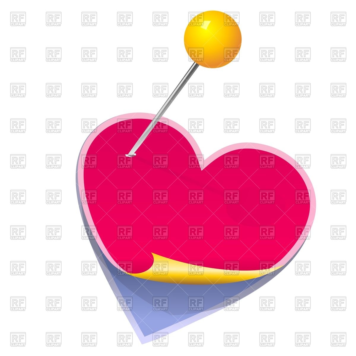 1200x1200 Heart Shaped Sticky Note Pinned With Pin Royalty Free Vector Clip