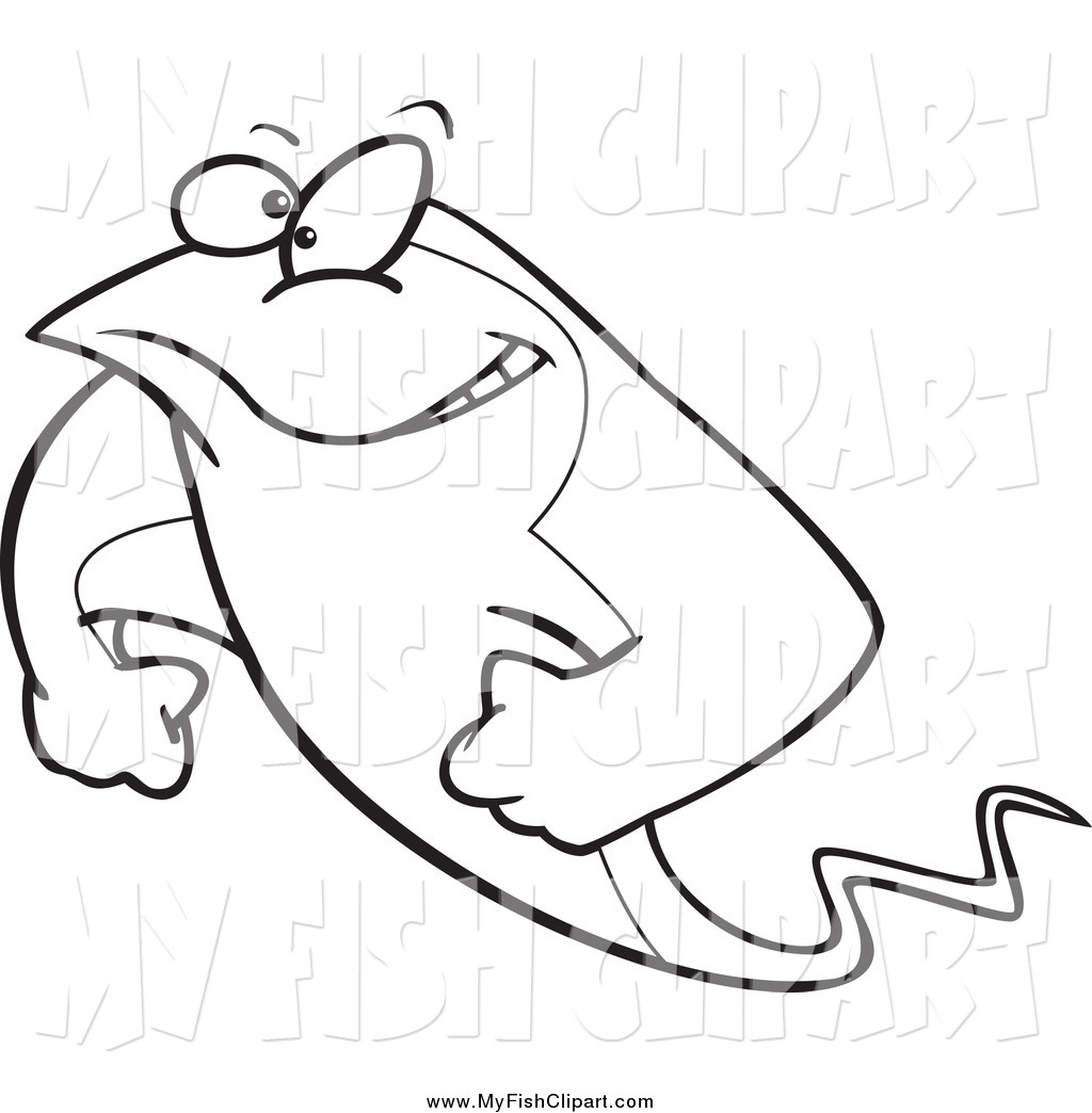 1024x1044 Clip Art Of A Black And White Strong Stingray By Toonaday