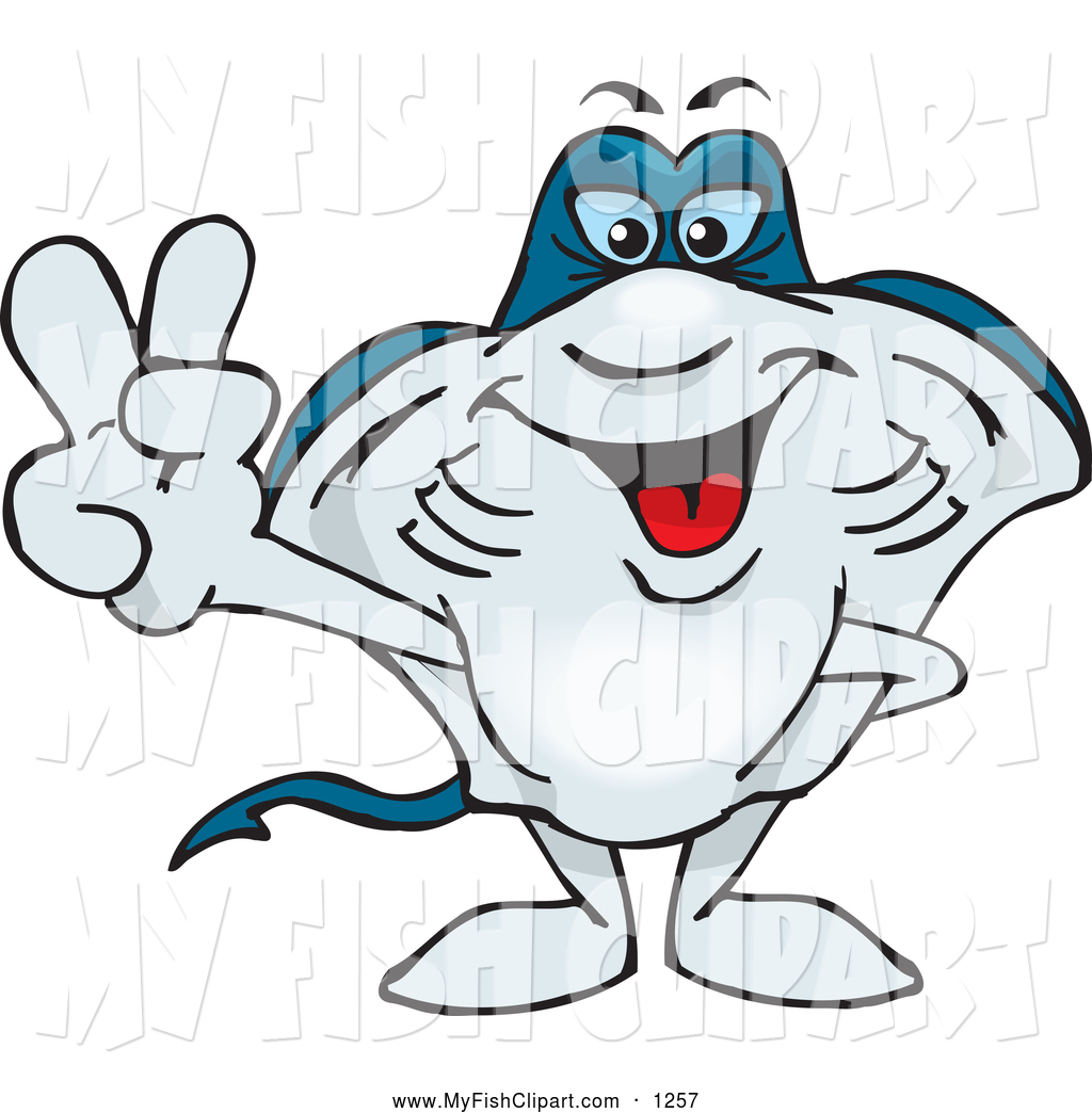 1024x1044 Clip Art Of A Friendly Peaceful Stingray Smiling And Gesturing
