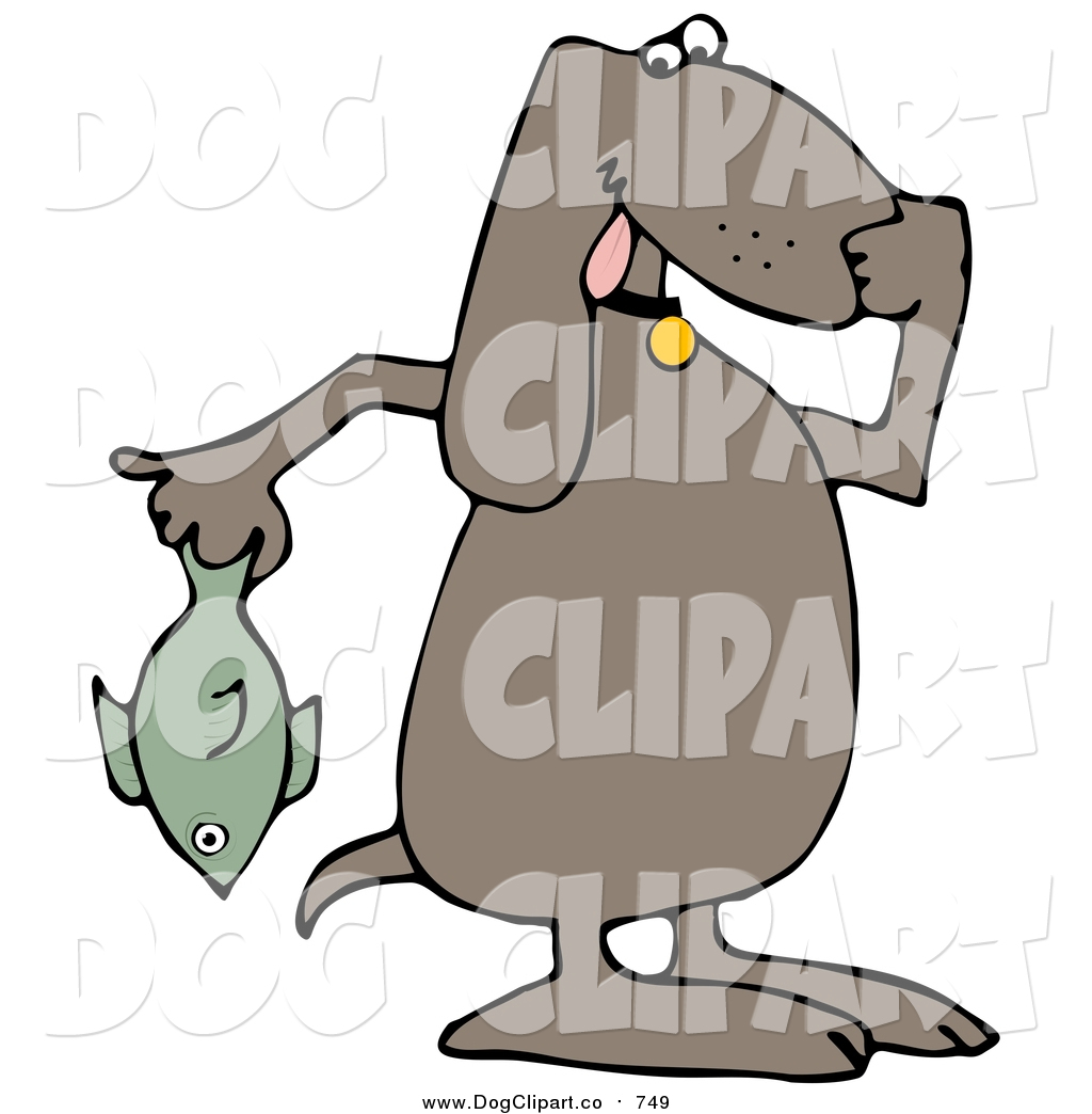 1024x1044 Vector Clip Art Of A Brown Dog Holding A Stinky Dead Fish