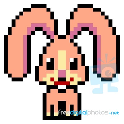400x400 Illustration Design Pixel Art Rabbit Stock Image