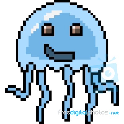 400x400 Pixel Art Jellyfish Stock Image