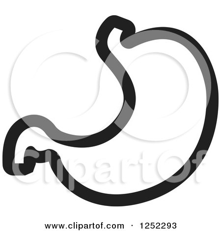 450x470 Clipart Of A Black And White Stomach