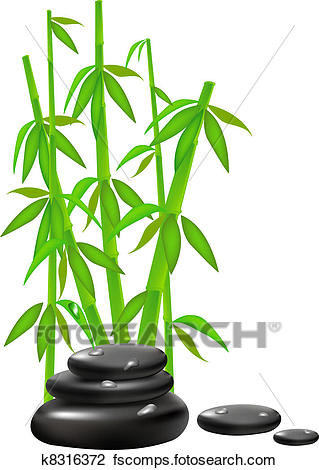 319x470 Clipart Of Zen Stones With Bamboo K8316372