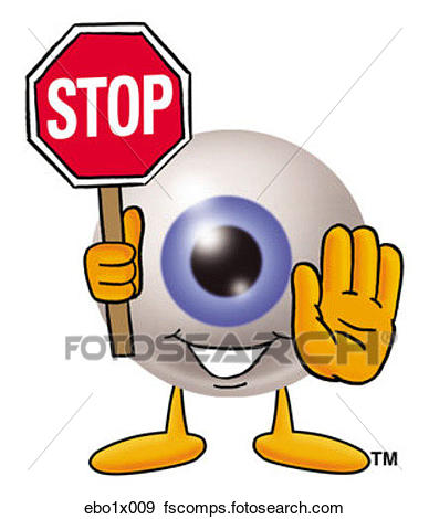 388x470 Clip Art Of Eye Ball Holding Stop Sign Ebo1x009